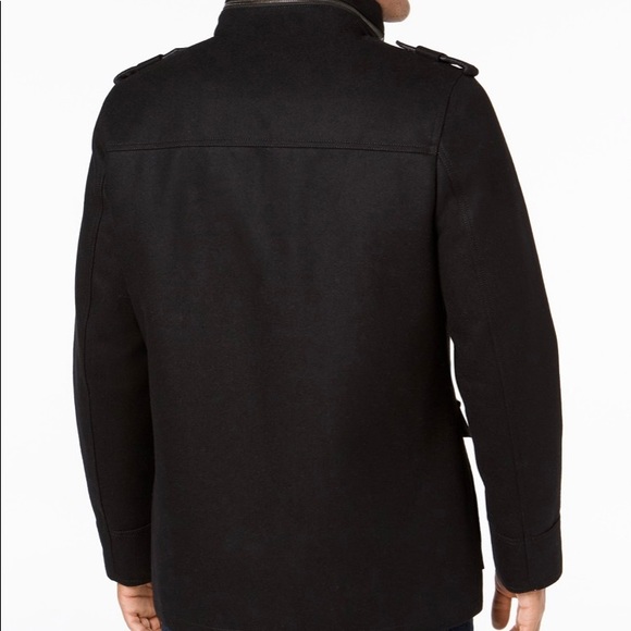 Guess Mens Military-Inspired Coat with Plaid Detail - Picture 4 of 12